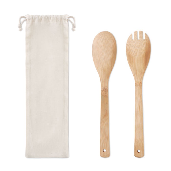 Logo trade promotional giveaways picture of: Set bamboo utensils salad