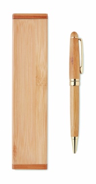 Logo trade promotional merchandise picture of: Bamboo twist-action ballpoint pen in a box