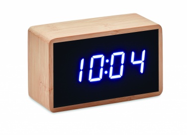 Logo trade advertising products image of: LED alarm clock bamboo casing Düsseldorf