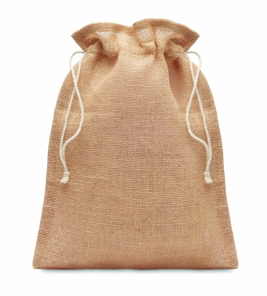 Logo trade promotional giveaways image of: Small jute gift bag 14 x 22 cm