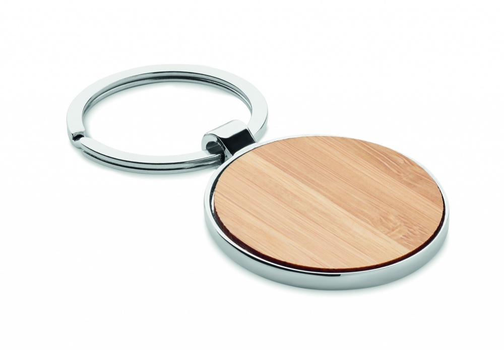 Logo trade advertising products picture of: Round key ring metal bamboo Dobele