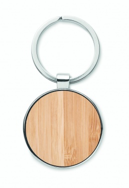 Logotrade promotional merchandise image of: Round key ring metal bamboo Dobele