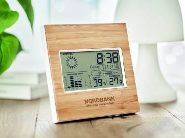 Logo trade promotional merchandise image of: Weather station bamboo front TURKU