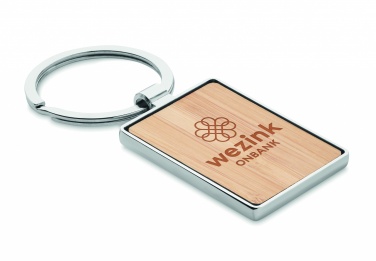 Logo trade promotional items picture of: Rectangular key ring bamboo WEST