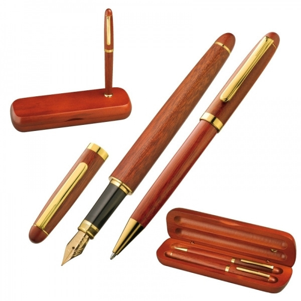 Logotrade promotional item image of: Rosewood writing set OXFORD