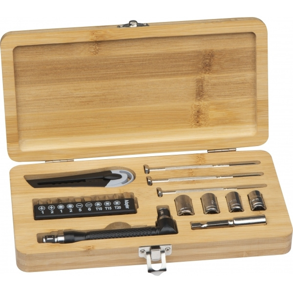 Logo trade promotional merchandise photo of: 22-piece tool set BERINGEN