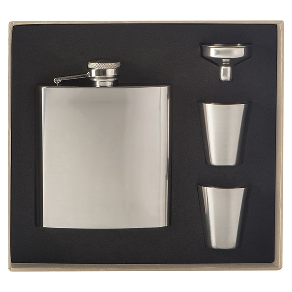 Logotrade advertising product image of: Hip flask with 2 shot glasses SANDVIKEN 170 ml