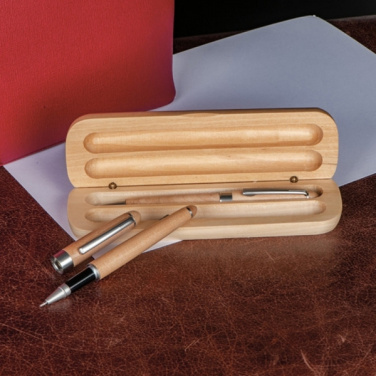 Logotrade advertising product picture of: Wooden writing set ballpen and roller INDIANAPOLIS