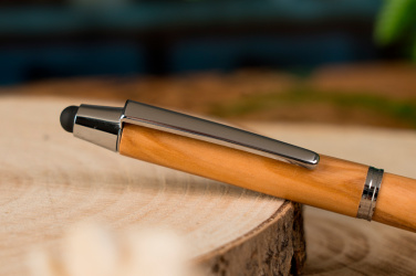 Logo trade promotional gifts image of: Wooden ballpen with touch function ERFURT