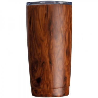 Logo trade advertising product photo of: Stainless steel mug with wooden look COSTA RICA 550 ml