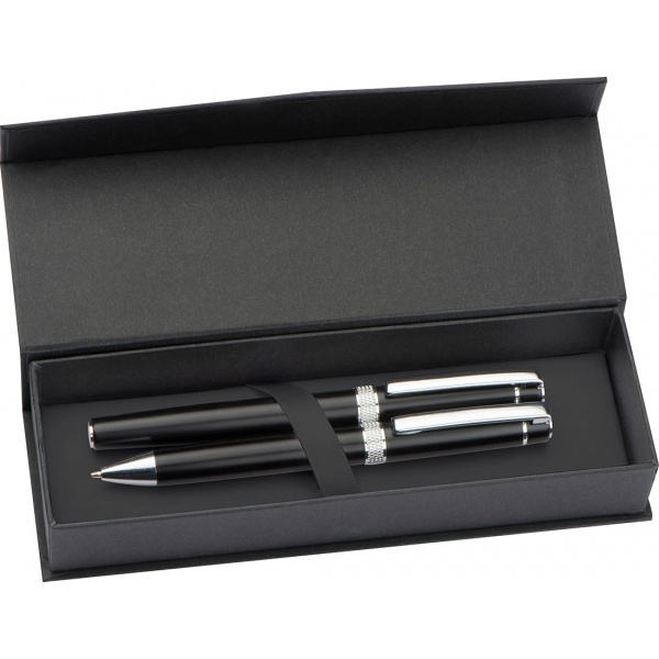 Logo trade promotional merchandise photo of: Metal writing set KARLOVAC