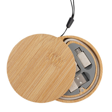 Logo trade corporate gifts picture of: 4in1 cable in wooden case, LH-ZM01
