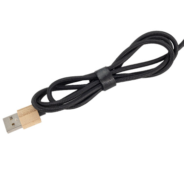 Logotrade promotional items photo of: 3-in-1 cable with elighted logo in a wooden casing, LH-ZMU06