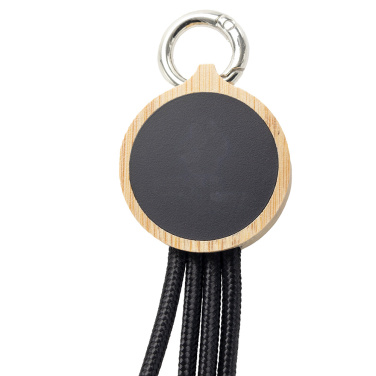 Logotrade business gift image of: 4-in-1 cable with elighted logo in a wooden casing, LH-ZMU05