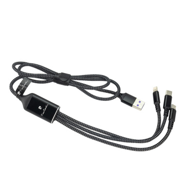 Logo trade promotional giveaways image of: 3 in 1 cable with elighted logo Pierre Cardin