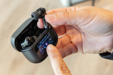 Logo trade business gift photo of: Airtune RCS recycled plastic ANC earbuds with touch screen