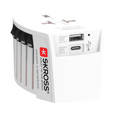 Logotrade advertising product image of: SKROSS World Travel Adapter MUV 2-pole with USB A and C