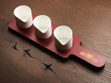 Logo trade corporate gifts image of: Wooden 3 Shot Serving Board 1863121