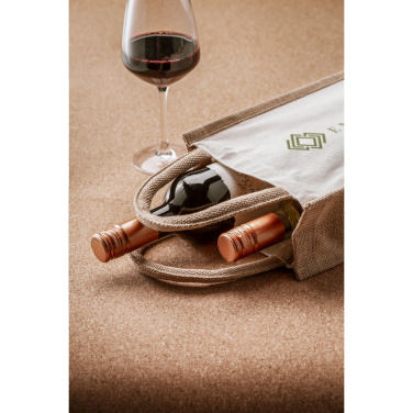 Logo trade promotional merchandise image of: Jute Canvas Double Wine Bag