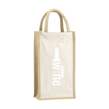 Logo trade corporate gift photo of: Jute Canvas Double Wine Bag