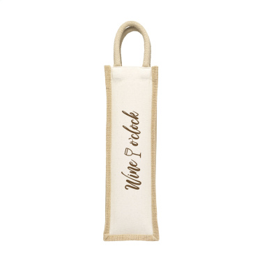 Logo trade promotional giveaways picture of: Jute Canvas Wine Bag