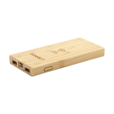 Logo trade business gifts image of: Bamboo 8000 Wireless Powerbank wireless charger