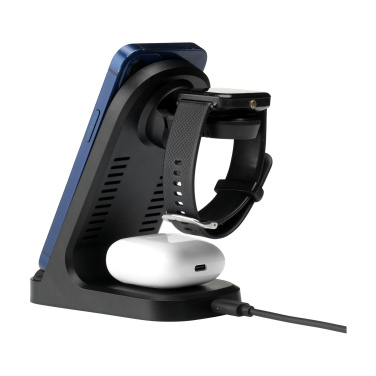 Logo trade business gift photo of: Triple-Up RCS Recycled ABS Wireless Charger Stand