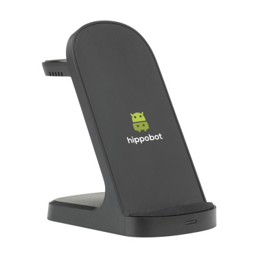 Logo trade business gifts image of: Triple-Up RCS Recycled ABS Wireless Charger Stand