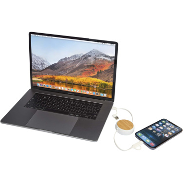 Logotrade promotional gift picture of: Chechia 5-in-1 recycled plastic 100 cm retractable data sync and 45W fast charge cable