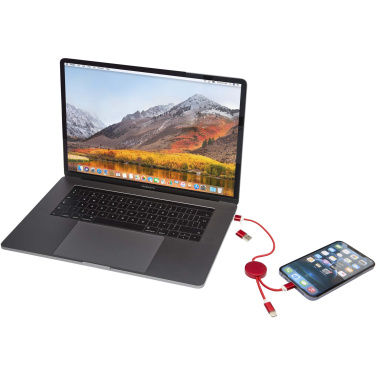 Logo trade promotional gifts image of: Alasia 5-in-1 recycled aluminium and plastic 30 cm data sync and 27W fast charge cable