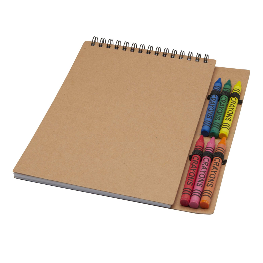 Logotrade promotional gift image of: Doodle A5 spiral soft cover notebook and crayon set