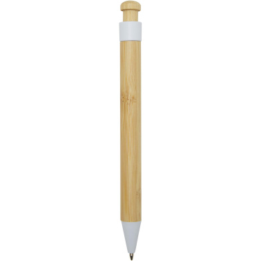 Logo trade business gifts image of: Rattan bamboo and recycled plastic ballpoint pen (black ink)