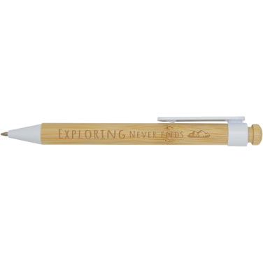 Logo trade business gifts image of: Rattan bamboo and recycled plastic ballpoint pen (black ink)
