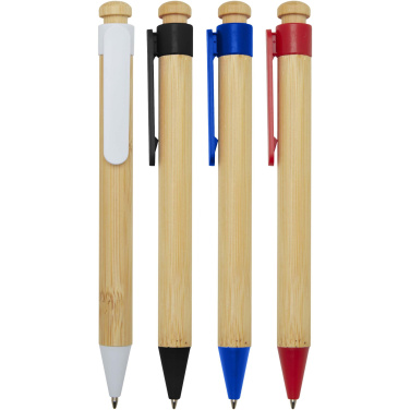 Logo trade promotional products image of: Rattan bamboo and recycled plastic ballpoint pen (black ink)