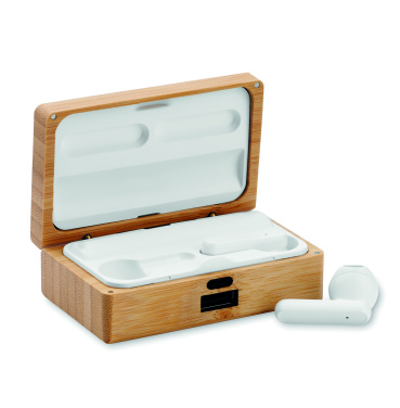 Logo trade promotional gift photo of: TWS earbuds in bamboo case