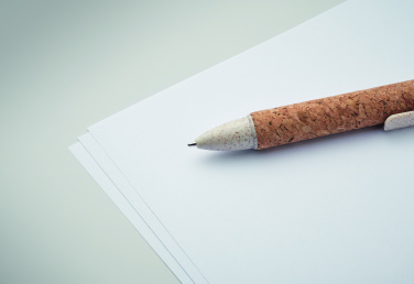 Logo trade promotional gifts picture of: Cork 4-colour ink ball pen