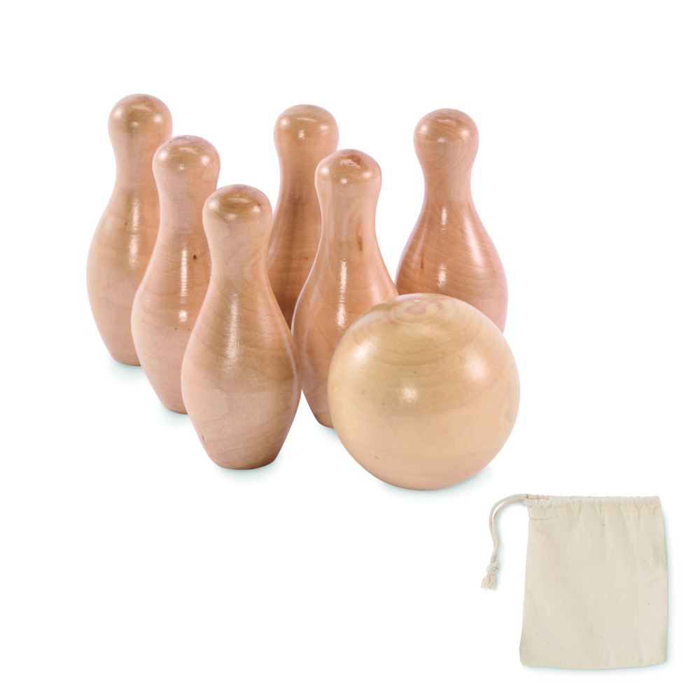 Logo trade promotional giveaways image of: Mini pine wood bowling set