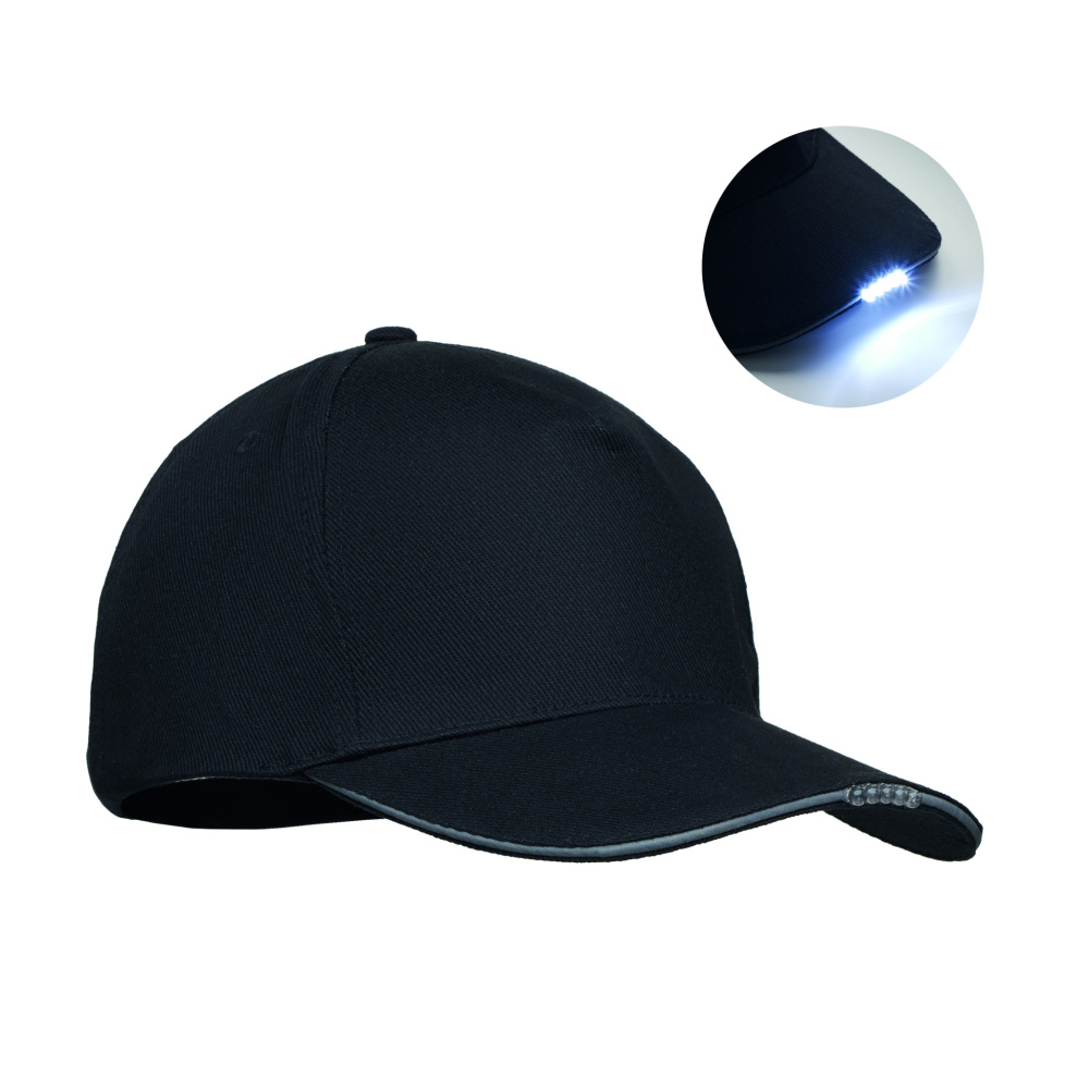 Logo trade promotional gift photo of: 5 panel LED cotton cap 220gr/m²