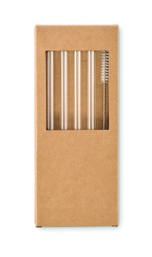 Logo trade promotional gifts image of: 4 reusable glass straws