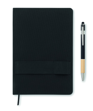 Logo trade promotional giveaways image of: A5 RPET notebook with pen