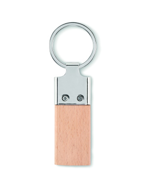 Logo trade business gifts image of: Key ring with rubber wood