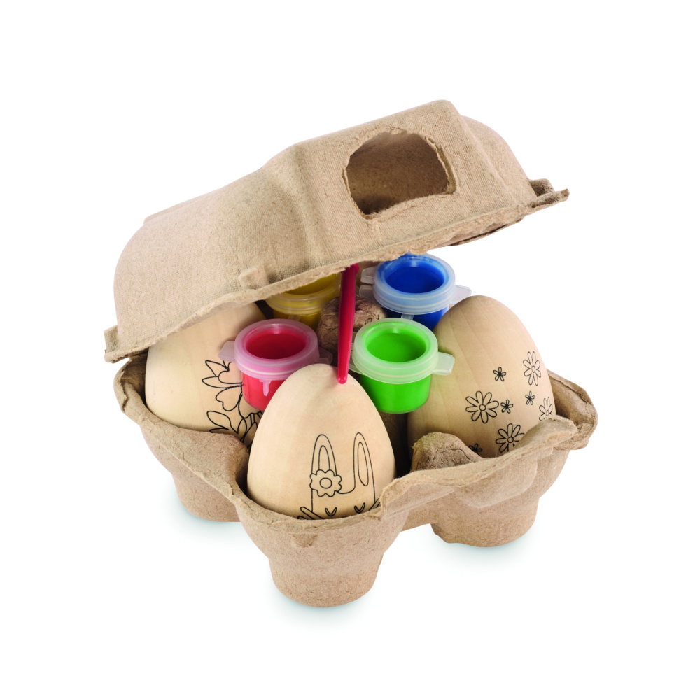 Logo trade promotional product photo of: Wooden eggs painting set