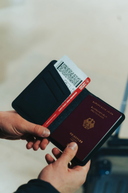 Logo trade advertising product photo of: Trackmate RCS rpolyester passport holder worldwide locating