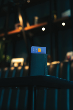 Logotrade corporate gift image of: Seekcard RCS rpolyester card wallet with worldwide locating