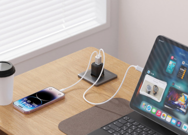 Logo trade corporate gift photo of: Urban Vitamin Monterey RCS recycled plastic 20W GAN charger