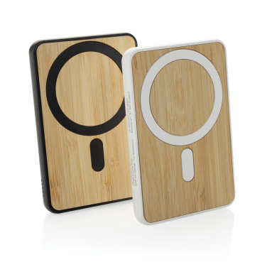 Logo trade business gift photo of: Zen RCS rplastic 5000 mah 5W magnetic bamboo powerbank