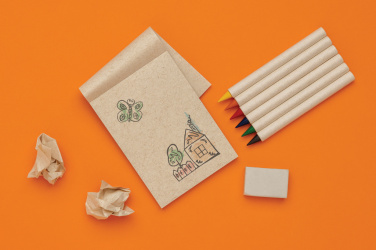 Logo trade advertising product photo of: Micki GRS infinity 6pc coloring pencil set with notepad