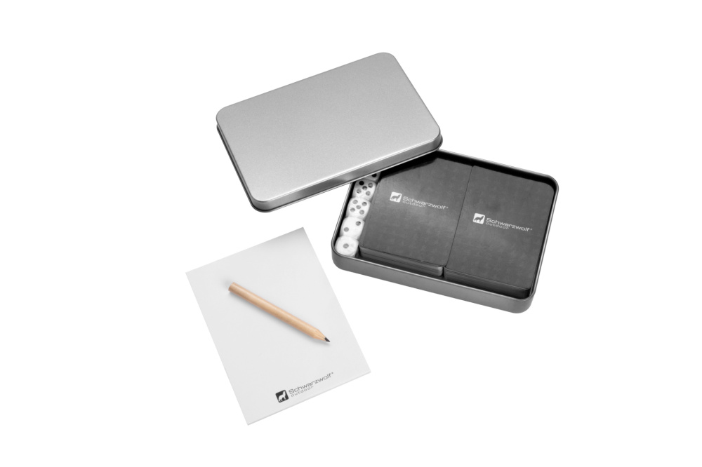 Logotrade promotional product image of: Set of playing cards and dice MURRAY Schwarzwolf