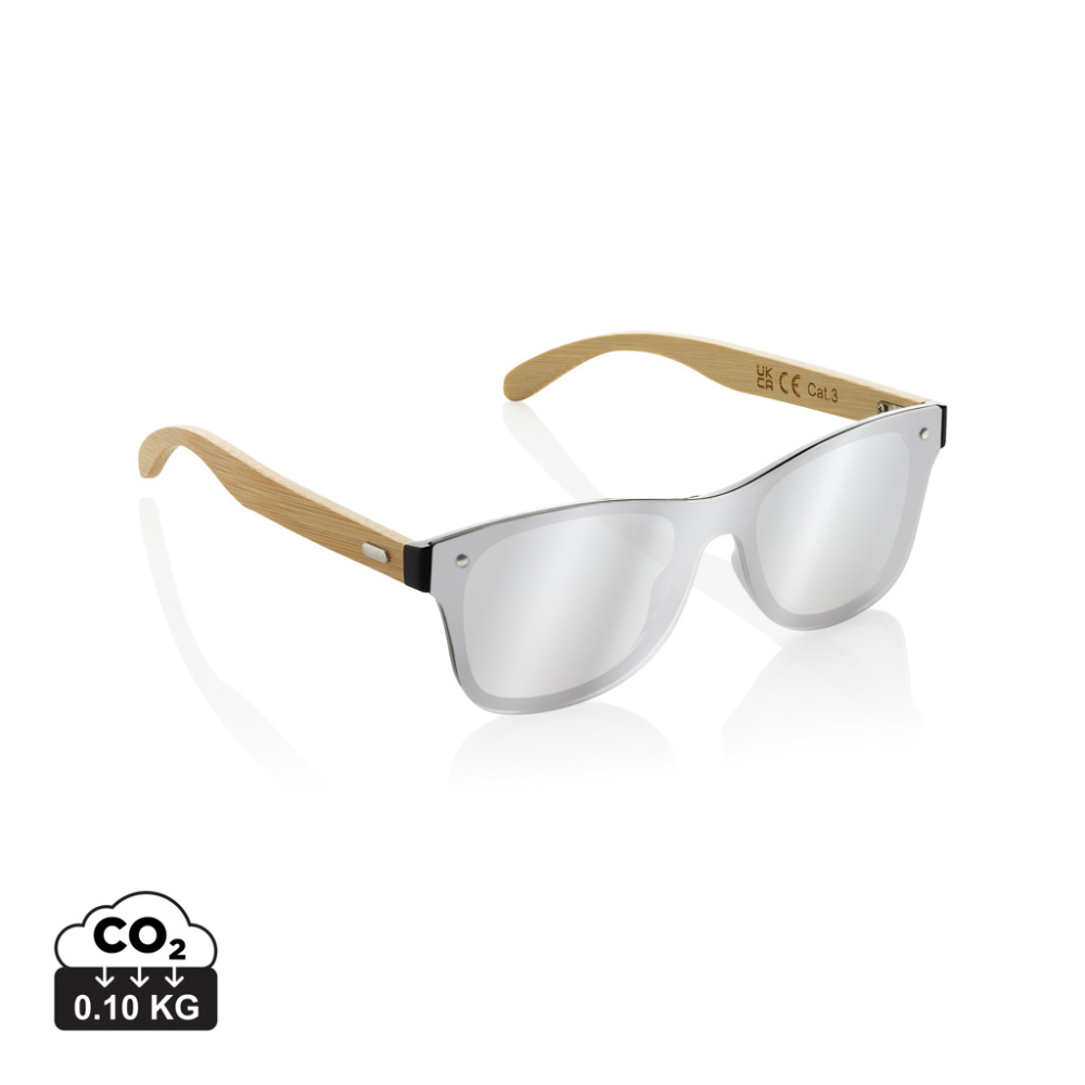 Logo trade promotional product photo of: Prism RCS recycled plastic sunglasses with bamboo frame