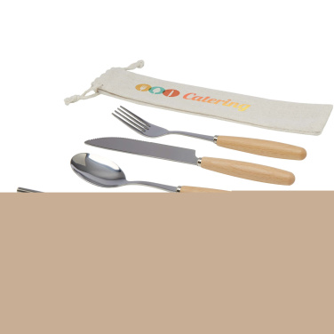 Logo trade business gift photo of: Root 5-piece stainless steel and beech wood cutlery set